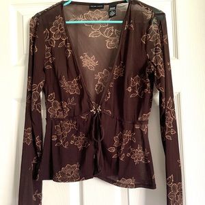 Sheer Babydoll Tie-Front Cardigan